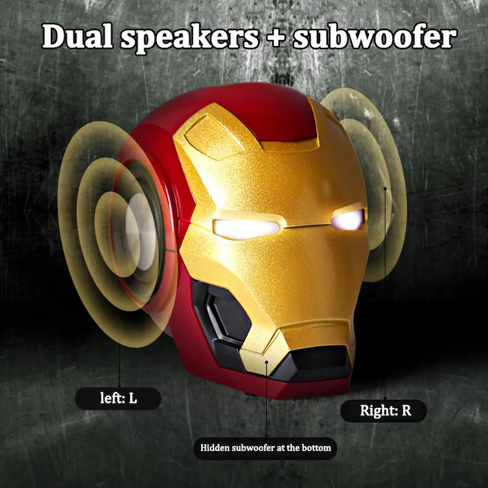 🔊 Altavoz Bluetooth Inalámbrico Iron Man – Potente Sonido y Diseño Único 🎶⚡