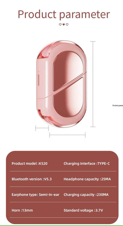 🎀 Auriculares Bluetooth TWS 5.3 – Diseño Giratorio y en Forma de Corazón 💖